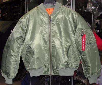 Blouson pilote bomber's MA1 vert / flight jacket