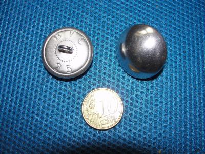 Bouton BVC argenté 25mm demi-bombé à queue Armée Française WW2 métal blanc 