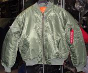Blouson pilote bomber's MA1 vert / flight jacket