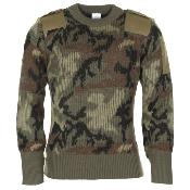 Pull-over militaire coupe commando camouflé en laine