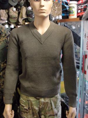 Pull-over commando col en V vert kaki Armée Francaise