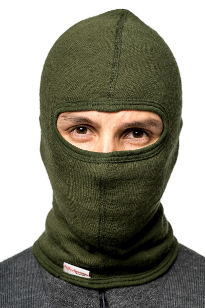 Cagoule balaclava Woolpower 200 Ullfrotté verte