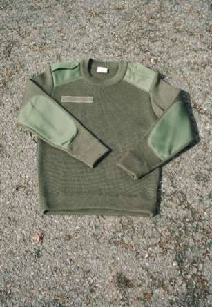 Pull vert Armée Française col rond - en laine