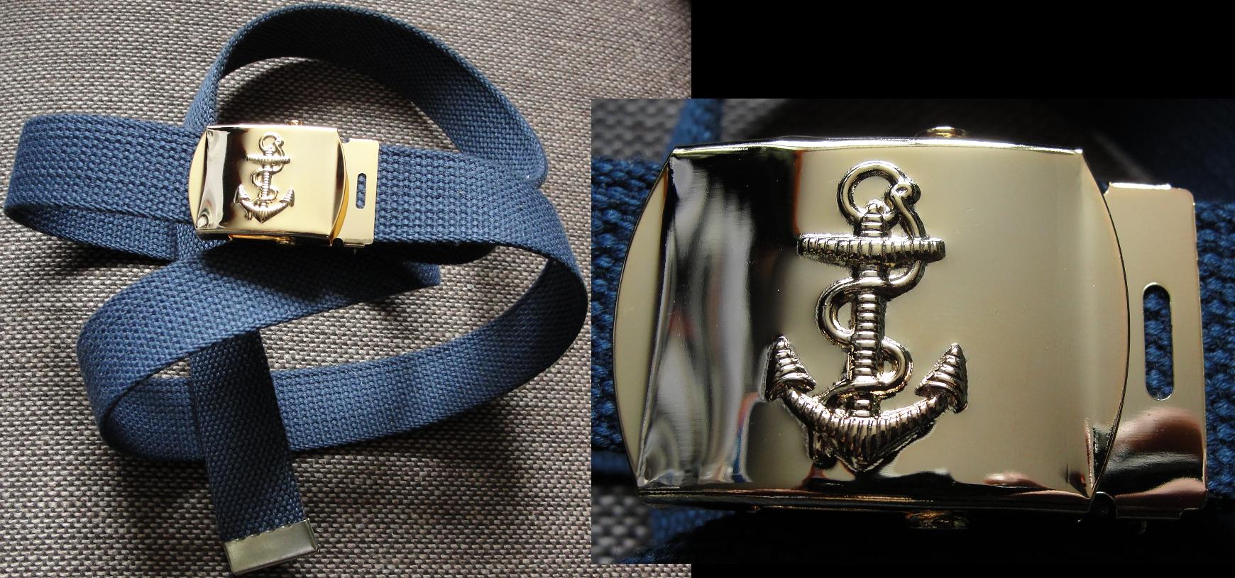 Ceinture toile boucle or avec ancre de marine